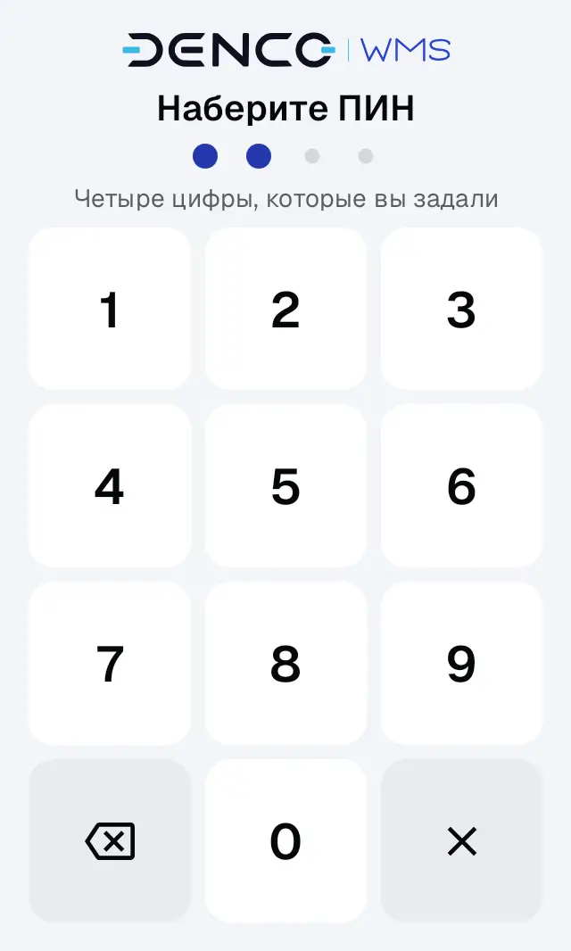 Снимок экрана: Следующие входы: «Наберите ПИН»